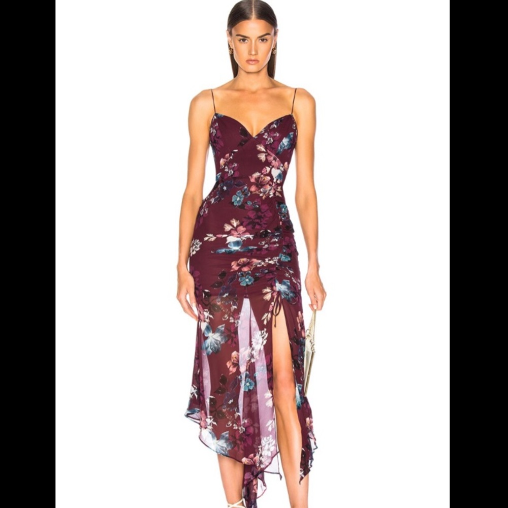NWOT Nicholas Burgundy Floral Dress Silk Size 0